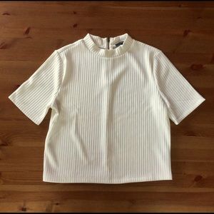 White Ribbed Mockneck Crop Top